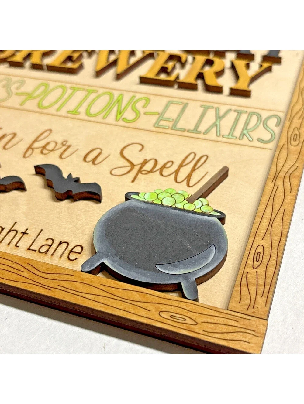 Black Cat Brewery Halloween 3D Wood Sign Art Wall Décor/TonicsPotions Elixirs